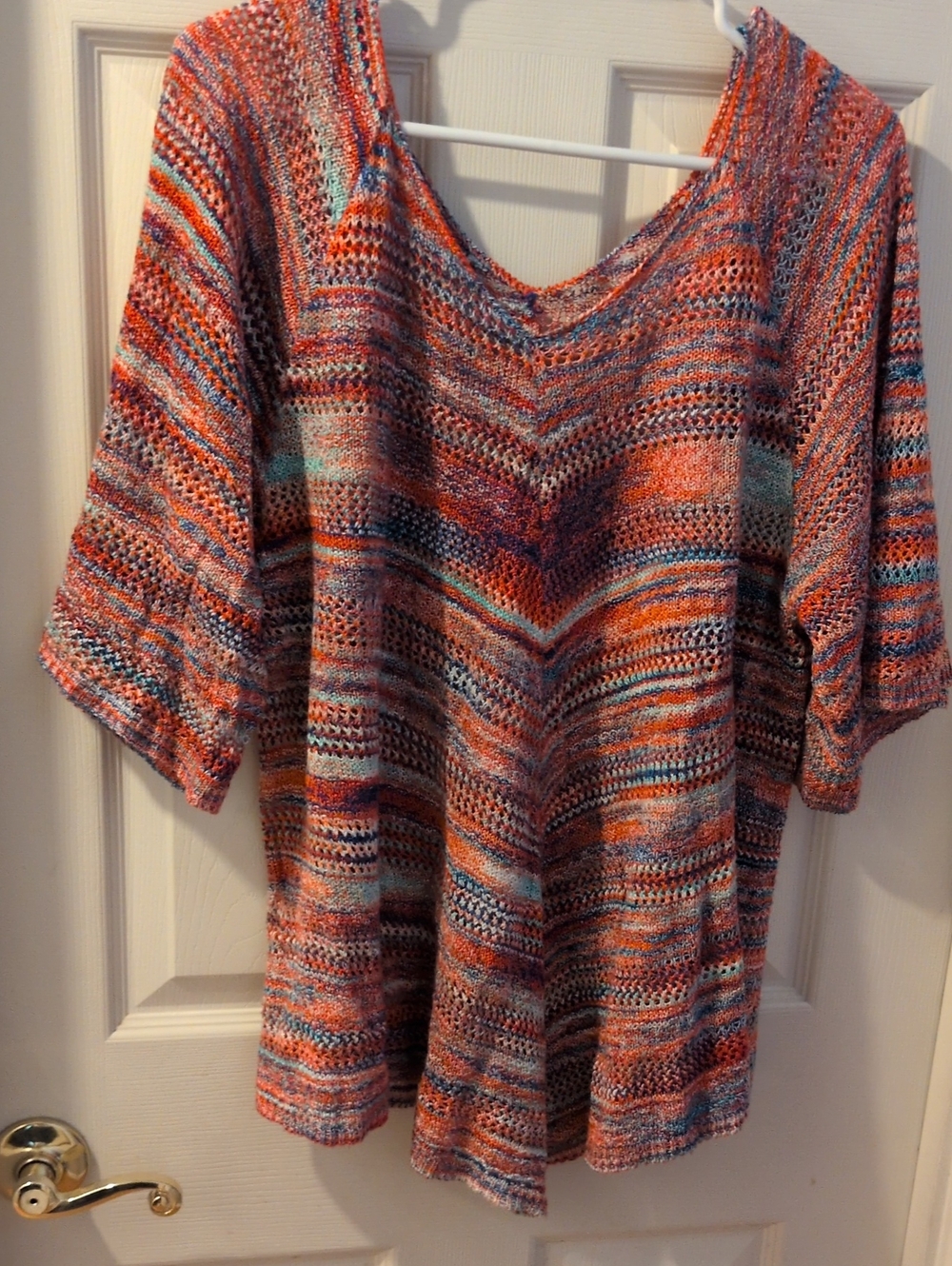 Multicolor Open-Knit Women's Sweater Top